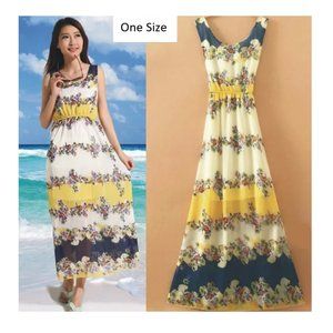 BOHO Summer Maxi Dress Yellow Floral Dress Summer Dresses for Women Relaxed fit